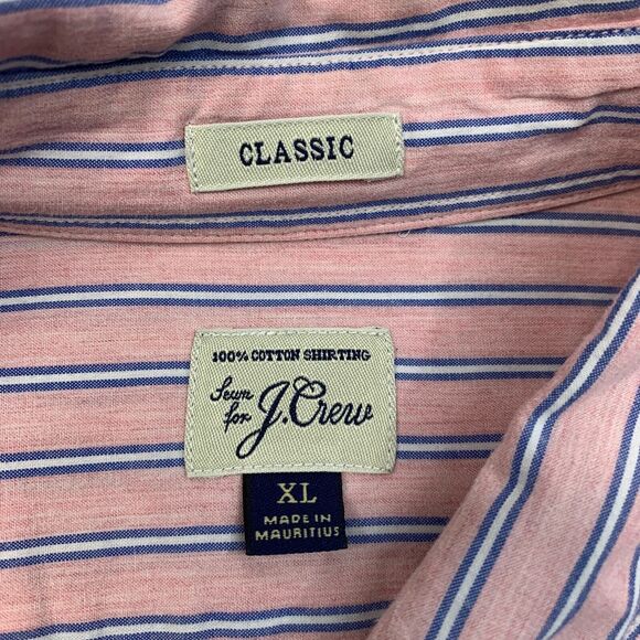 J Crew Shirt Mens XL Extra Large Bellini Pink Striped Classic Fit Button Down - Picture 3 of 8